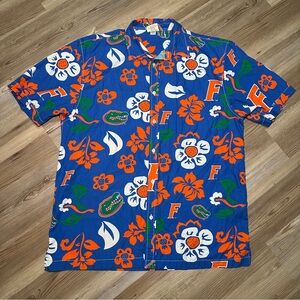 Vibrant Floral Blue and Orange UF Gators Men's Shirt